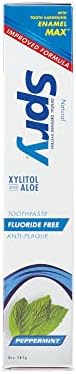 Spry Natural Xylitol Toothpaste 5oz for Adults and Kids - Fluoride Free, Gentle for Sensitive Teeth Whitening and Remineralizing, Breath Freshening, Mouth Moisturizing, Peppermint (Pack of 6)