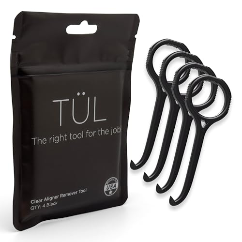 TÜL | Only Invisalign Remover Tool Made in the USA | Lifetime Replacements | Ortho Recommended Aligner Remover Tool & Retainer Remover Tool | Black 4 Pack | Top Invisalign Accessories