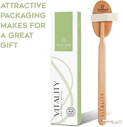 Premium Vegan Dry Brush by Zen Me, Exfoliate with Firm Cactus Bristles for Cellulite and Lymphatic, Body Scrub Brush for Vegan Skincare, with Detox eBook Gift