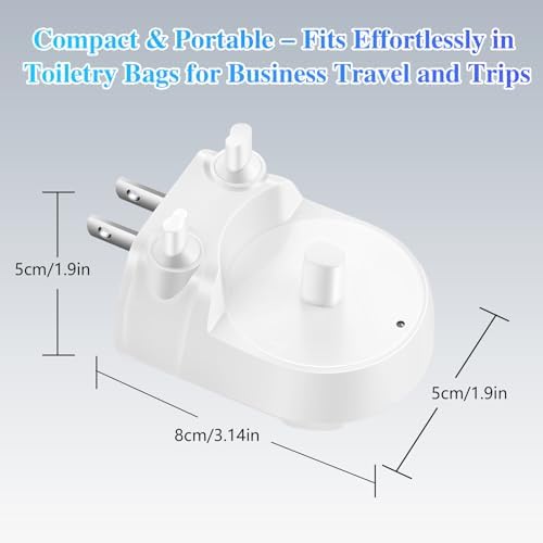 Wall Outlet Charger for Oral-B Electric Toothbrush | Direct Plug-in Base for Pro 1000/3000/5000, Genius 6000, iO3/iO4/iO5 & Braun Series 3/5/8 | IPX7 Waterproof (Hygienic White) (Direct plug-in style)