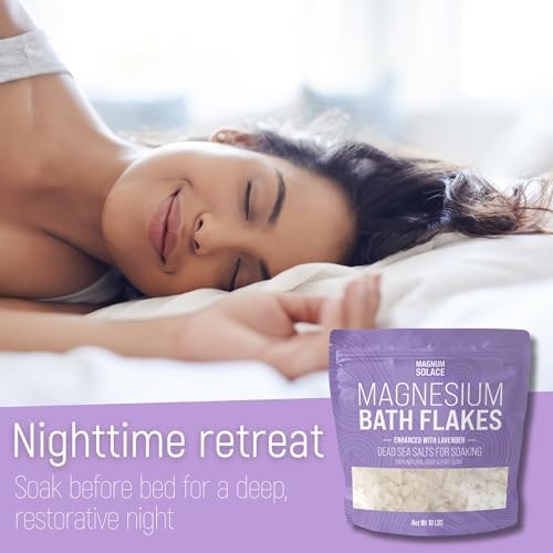 Magnesium Bath Flakes - Dead Sea Salt – Dead Sea Salts for Soaking – Magnesium Flakes for Bath - Enhanced with Lavender (3 Pound)