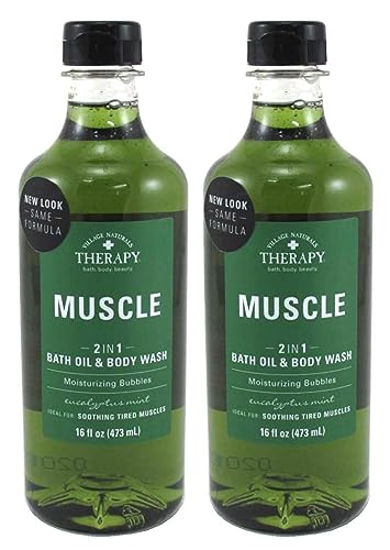 Village Nat. Bath Oil & Body Wash 2In1 Muscle 16 Ounce (Pack of 2)