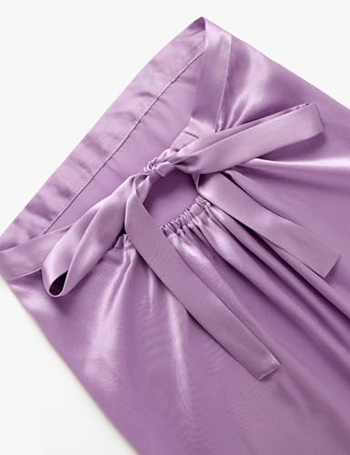 LilySilk 100% Silk Bonnet Mulberry 19 Momme Silk Sleep Cap Long for Curly Hair Night Cap for Sleeping, Silk Hair Wrap for Women Lavender