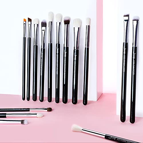 Jessup Eye Makeup Brushes Set Professional 15pcs with Eyeshadow Blending Concealer Eyebrow Eyliner Brush (Pearl Black/Silver)