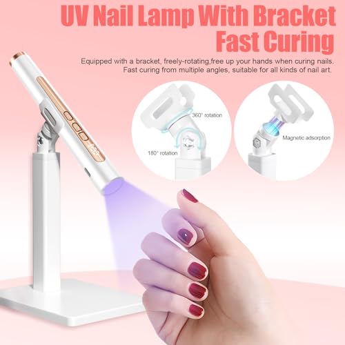 Electric Nail Drill with U V Light, Cordless Nail Drills Professional, Portable Electric Nail File Kit Rechargeable Efile Nail Drills for Acrylic Gel Nail Manicure Nail Drill Kit for Salon Home