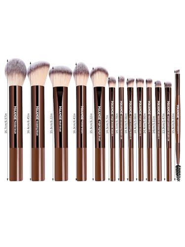 MAANGE 13 PCS Makeup Brushes Professional Make Up Brushes Premium Synthetic Powder Concealers Brushes Travel Makeup Brush Set with Case (Coffee)