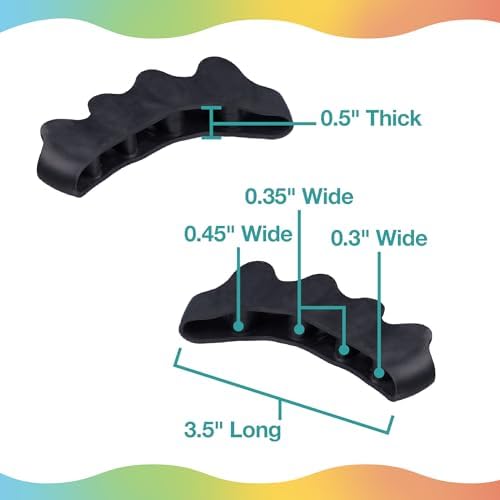 ZenToes Silicone Toe Spacers and Separators for Correct Toe Alignment, Bunion Relief, Hammertoe Straightener, Gel Orthopedic Corrector - 2 Pairs (Black)