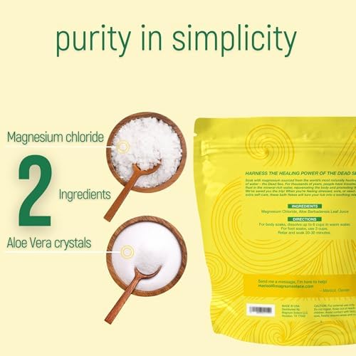 Magnesium Bath Flakes - Dead Sea Salt – Dead Sea Salts for Soaking – Magnesium Flakes for Bath - Enhanced with Aloe Vera (10 Pound)