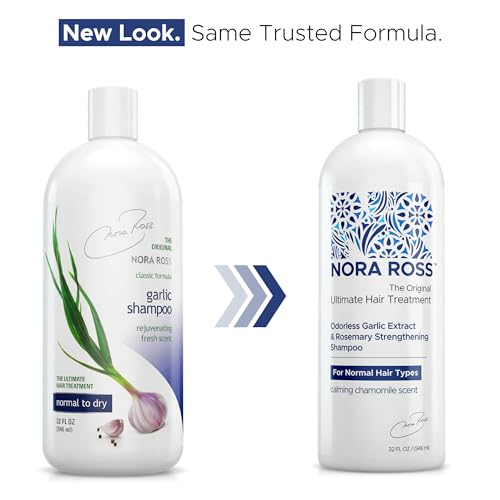 Nora Ross Classic Garlic Shampoo – Thickening and Hair Growth Shampoo for Men and Women with Normal to Dry, Thinning Hair – All Natural Anti-Dandruff and Scalp Cleanser Formula with Rosemary – 32oz