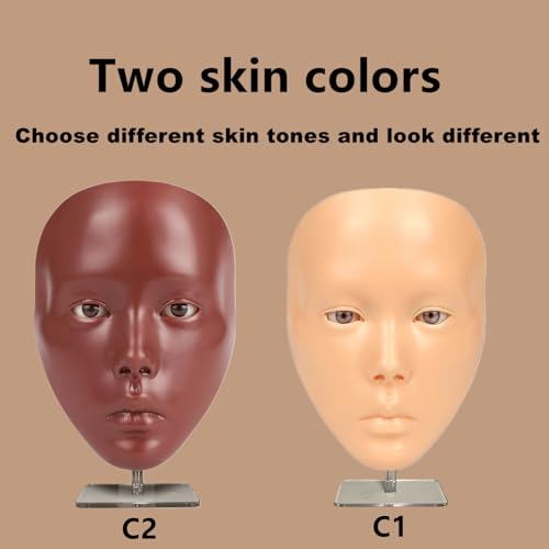 Makeup Practice Face, Liflikee Makeup Mannequin Face with Makeup Practice Face Board,Silicone Full Face Practice Eyelash Eye Shadow, for Emerging Makeup Artist, Girl's Gift, Reusable makeup Face(C01)