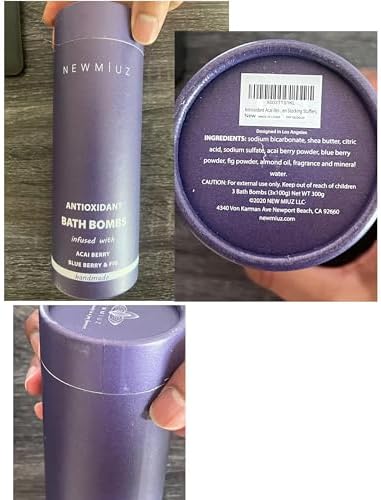Natural Bath Bombs Skin Nourishing Detox Moisturize Antioxidant Acai Blueberry Luxury Fizzing Spa Bubble Bath Gift Set for Sensitive Skin Stress Relief Relaxation Gift Birthday Christmas