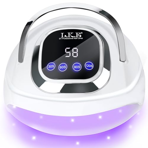 Wisdompark UV Nail Lamp 268W, UV Light for Gel Nails with 60pcs Beads, Professional LED Nail Lamp 4 Timers and Automatic Sensor Nail Dryer for Home Salon (Large)