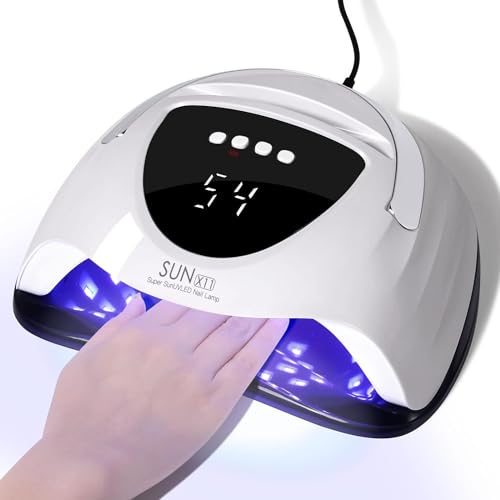 UV Nail Lamp 288W UV Light for Gel Nails Professional UV Lamp for Gel Nail Polish Nail Dryer with 63 LED Beads 4 Timer Smart Sensor LCD Display Portable Handle Fast Curing for Salon and Home