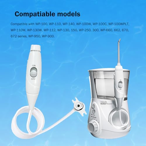 Oral Hygiene Accessories Replacement Hose and Handle Parts Compatible with Waterpik Water Flosser WP-100 WP-300 WP-660 WP-662 WP-670 WP-672 WP-900 (GREY)