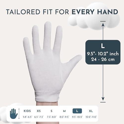 Cotton Gloves for Dry Hands Sleeping, Moisturizing Gloves Overnight, Hand Moisturizer Gloves, Moisture Gloves for Dry Hands Overnight, Sleeping Gloves, Eczema Gloves, Large 8 Pair