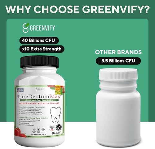 PureDentum for Gums and Teeth Health & Fresh Breath - 40 Billion CFU Advanced Oral Probiotics for Mouth Bad Breath, Capsule Supplement - 3 Pack