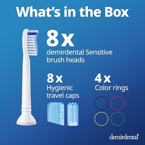 Toothbrush Heads Sensitive Compatible with Philips Sonicare Toothbrush Heads - Soft Replacement Heads for Sensitive Gums and Teeth - Gentle Brush Heads - White 8 Pack