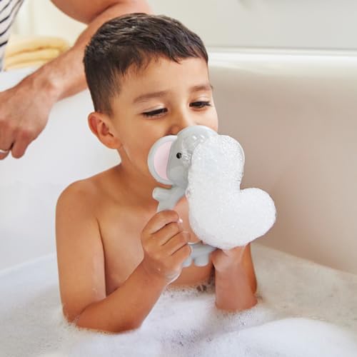 Munchkin® Color Buddies™ Moisturizing Bath Water Color Tablets, 40 Pack, Yellow/Pink/Blue/Purple & Bubble Bestie Elephant Bubbler Baby and Toddler Bath Toy