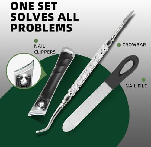 Toenail Clippers for Thick Toenails for Seniors, Angled Head Large Toe Nail Clippers for Thick Nails for Men, Heavy Duty Ingrown Toenail Clippers with Wide Jaw, Sharp Slanted Nail Cutter Black