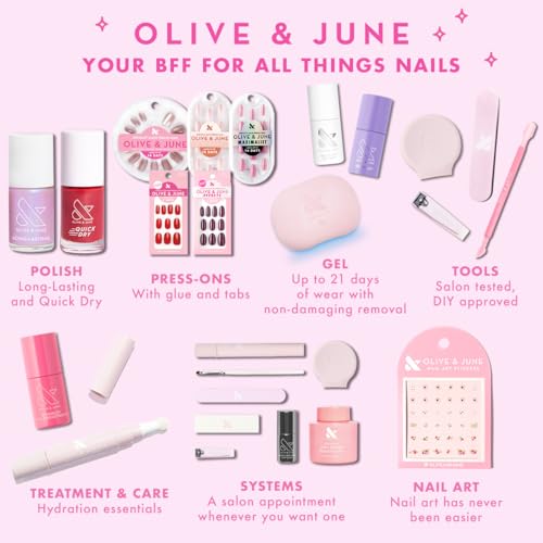 Olive & June Best Sellers Nail Polish Set | Includes 3 Long-Lasting Shades (Cockatoo, Pink Sands, Hibiscus) + Super Glossy Top Coat | Vegan, Cruelty-Free | Salon-Quality Results at Home