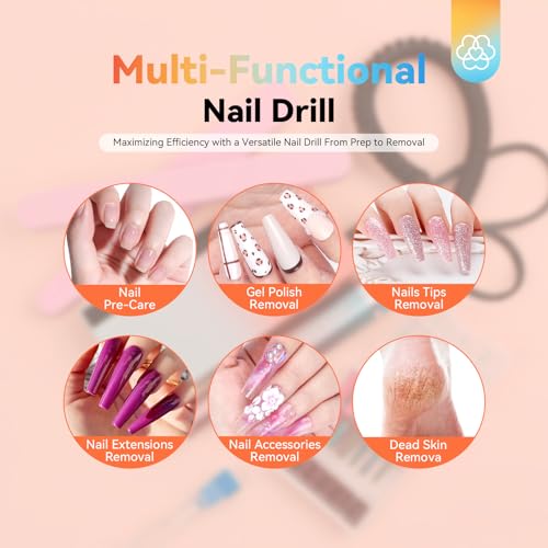 SAVILAND Electric Nail Drill Professional: 40000RPM Upgrad Nail Drill Kit 2025 Beautiful Gradient Sunset Color Scheme Nail D rill Machine Portable Nail File & Buffers Salon Use Manicure Pedicure