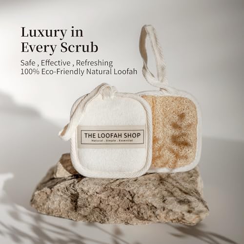 Premium Loofah Face Scrubber, Exfoliating Face Luffa Pad, Natural Cleansing Loofah Sponge for Deep Exfoliation. EcoFriendly Loofa for Men and Women in Cotton Travel Pouch, (1pack 4pcs)