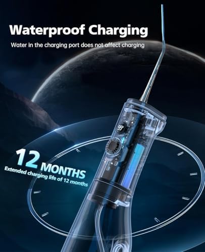 Water Dental Flosser Teeth Pick: 100 Modes Portable Cordless Oral Irrigator 300 ML Rechargeable Water Flosser IPX7 Waterproof Powerful Battery for Home Travel - Black