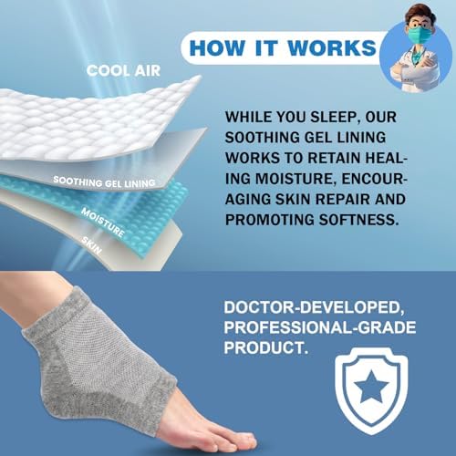 Moisturizing Toeless Socks for Cracked Heels - Heel Repair, Hydrate Dry Feet