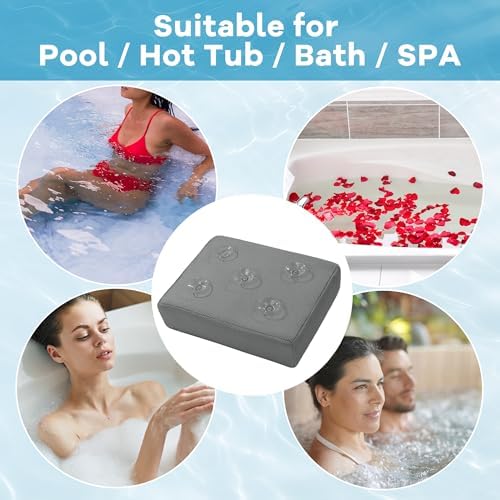 MABOZOO Thicken Bath Cushion for Tub, 4 Inch Booster Seat 3D Air Mesh Hot Tub Cushion Seat with 5 Non-Slip Suction Cups Quick Dry Bath Accessories Indoor Outdoor (Gray)
