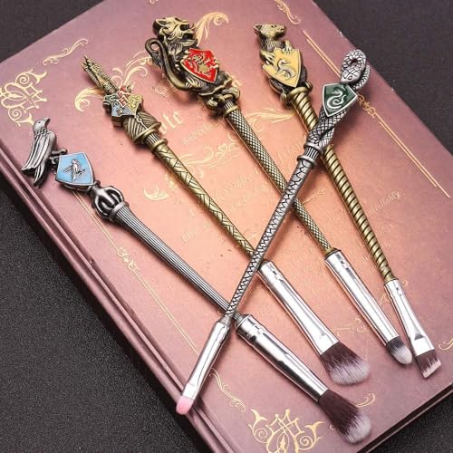 【2 Color Options】 Gifts Potter Metal Makeup Brushes Set Gifts Wi-zard Wand Makeup Brushes Set for Women Magic Eye Shadow Eyeliner Blending Lip Brush - Brushes Holder Pot Not Included