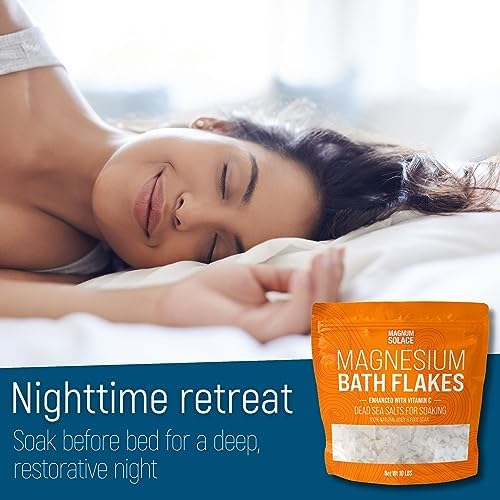 Magnesium Flakes for Bath - Magnesium Chloride Flakes - Dead Sea Salts for Soaking - Enhanced with Vitamin C Crystals, 3.0 LBS