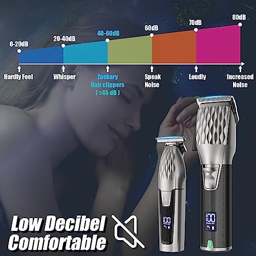 Professional Hair Clippers for Men, Professional Barber Clippers and Trimmer Set, Cordless Beard Trimmer Haircut Grooming Kit Gift for Men Women Kids Grey