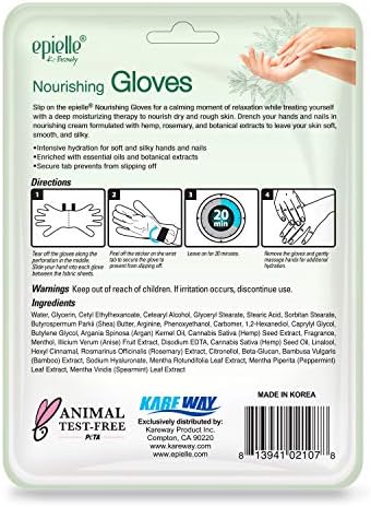 Epielle Relaxing & Nourishing Hand & Foot Masks 12 Pairs, Repair and Relax Dry Hands & Cracked Heels with Lavender Extract & Hemp, Korean Skin Care, Spa Self Care Gifts for Women, 6 Gloves & 6 Socks