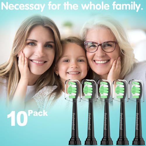 Replacement Heads for Philips Sonicare Toothbrush, Replacement Brush Heads Compatible with Phillips Sonicare Electric Toothbrush, 10-Pack, Black