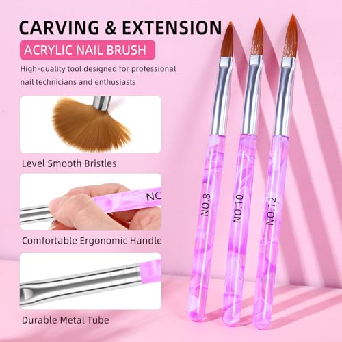 Acrylic Nail Kit with Drill & U V Light - Complete Starter Set for Beginners With Everything (Red)