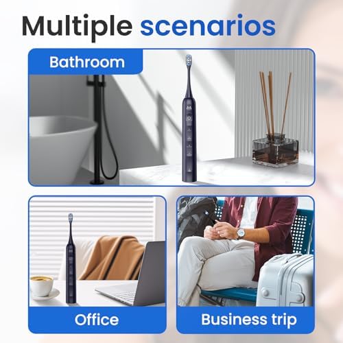 Sonic Electric Toothbrush for Adults&Teens - 180 Days Battery Life, Seamless Button&48000RPM Rechargeable Tooth Brush, 4 Replacement Heads for Deep Clean/Smart Timer/4 Brushing Modes/IPX8