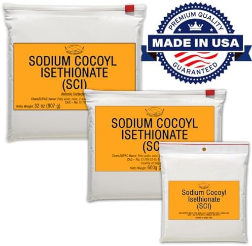 Sodium Cocoyl Isethionate (SCI) Powder - 32 oz - Anionic, Foaming Surfactant - DIY Solid Shampoo Bars, Bath Bombs, Foamy and Bubbly Products