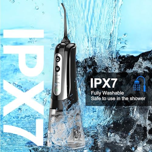 Water Dental Flosser Pick for Teeth: 4 Modes Cordless Portable Water Flossers Teeth Cleaner Rechargeable 300ML IPX7 Waterproof Oral Irrigator Flossing Cleaning Picks for Home Travel