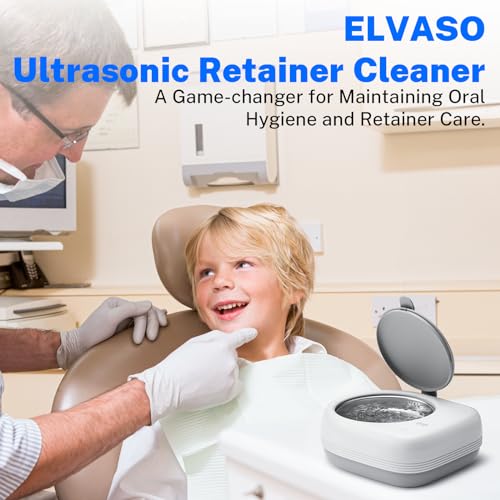 Ultrasonic Retainer Cleaner, Rechargeable Cordless Retainer Cleaner Machine with 50kHz, 2000mAh Battery Portable Charge Once Use 8 Times, Dental Cleaning Pod for Clear Retainer, Traval Use (80ml)
