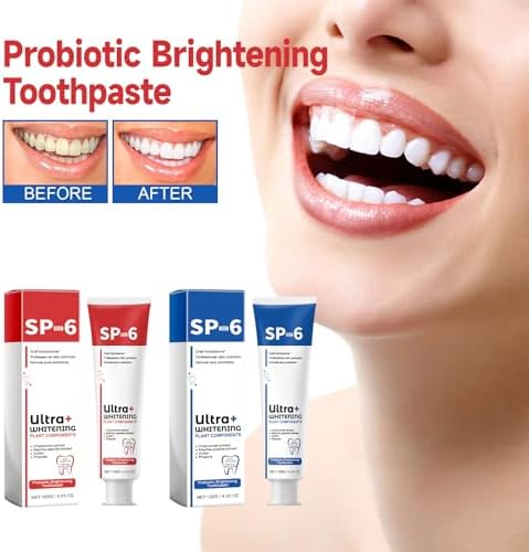 SP-6 Probiotics Whitening Toothpaste, Ultra Whitening Toothpaste – Enamel Safe Formula for Sensitive Teeth, Mint Freshness, Fresh Breath, 100g (4.23 Ounce, Mint)