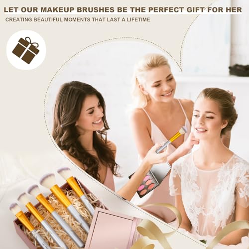Makeup Brush Set, VANDER 24pcs Premium Synthetic Makeup Brushes for Foundation, Professional Eyeshadow, Eyeliner, Concealer Make up Brush Kit with Leather Travel Makeup bag, Champagne