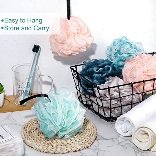 Shellwei 48 Pack Bath Sponge Shower Loofahs Bulk Pack 50g Soft Net Body Scrubber Shower Pouf Sponge Ball Body Mesh Pouf Exfoliating Bath Scrunchies for Men and Women
