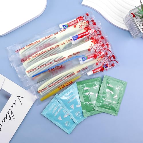 Bulk Hygiene Kits for Homeless,Disposable Toothbrushes with Toothpaste and Comb for Homeless Individually Wrapped,Basic Toiletry Kits Travel Size Shampoo And Body Wash For Hotel,Air Bnb Charity(20)