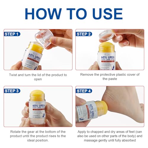 Urea 60 Percent Foot Cream Foot Care Stick Moisturizer for Dry Cracked Heels Feet Knees Elbows Hands, Foot Lotion Hydrates & Nourish Softens Skin Exfoliates Dead Skin Women and Men - 2PCS