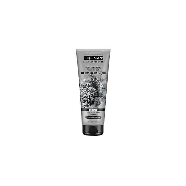 FREEMAN Pore Clearing Volcanic Ash Peel-Off Gel Facial Mask, Deep Cleansing, Removes Dirt From Pores, Not Over-Drying, Easy-to-use, For Men, 6 fl.oz./175 mL Tube