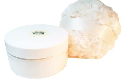 Unscented Silk Dusting Powder Gift Set - 8 oz Jar Silk Powder and Silky White Body Powder Puff - Large Size
