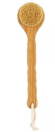 Long Handle Bamboo Body Brush | Shower Brush, Dry Brushing for Cellulite & Lymphatic, Natural Bristle Exfoliator Scrubber for Bath Shower Wash Brushing Exfoliating Legs and Back