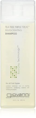 GIOVANNI Tea Tree Triple Treat Invigorating Shampoo - Cooling Peppermint, Eucalyptus & Rosemary, Helps Strengthen & Rejuvenate Hair & Scalp, Salon Quality, Paraben Free - 8.5 oz (1 Pack)