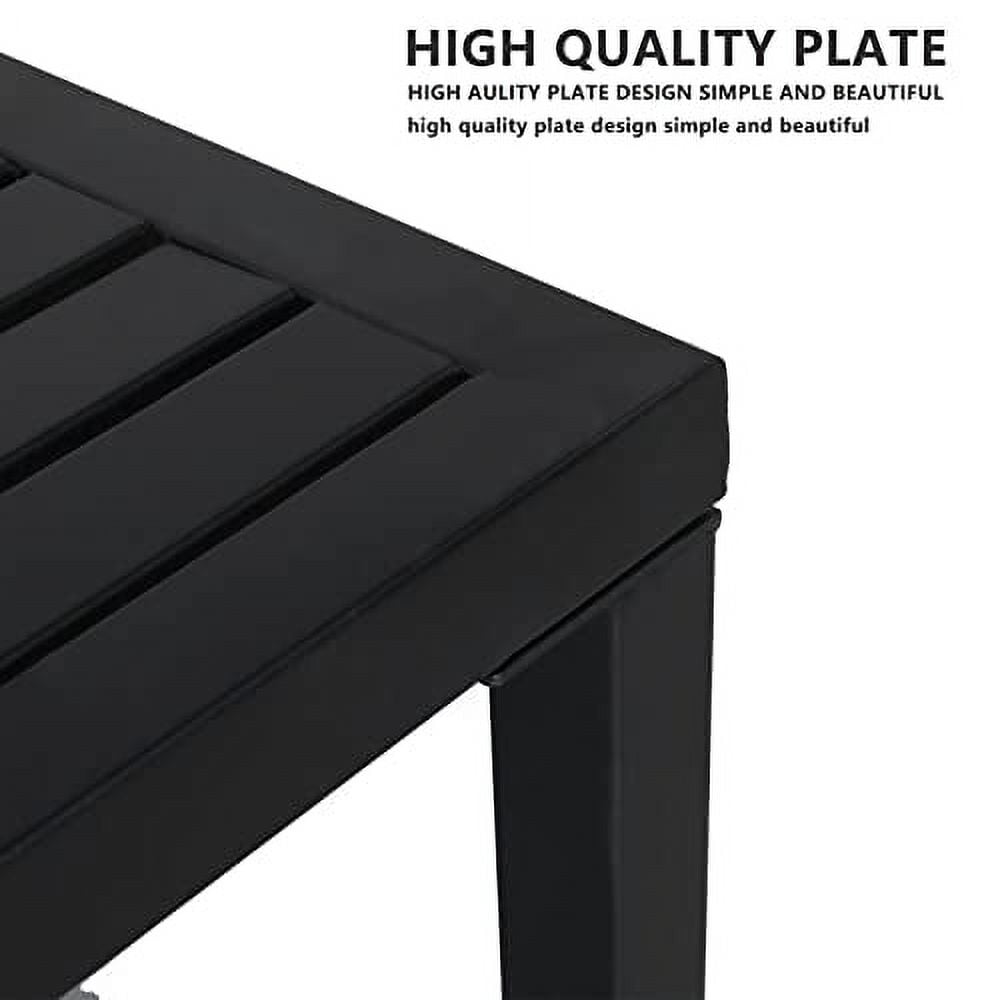 amopacorp Indoor Outdoor Small Metal Square Side End Table, Patio Coffee Bistro Table, Fashionable and Simple Wrought Iron Side Table, Black