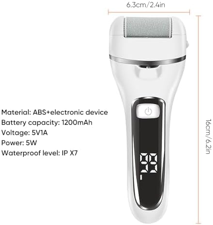 Premium Electric Callus Remover for Feet | Rechargeable Foot File, Electric Foot Scrubber | 18 Piece Pedicure kit for Cracked Heels & Dead Skin with 3 Roller Heads by Quantum Lux (Diamond White)